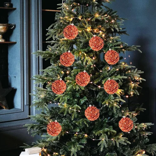 Miniatura 6 de Adornos de bola de Navidad de 4.25 pulgadas, juego de 4 piezas inastillables, decoración de árbol de Navidad para árboles de Navidad, bodas, Naranja