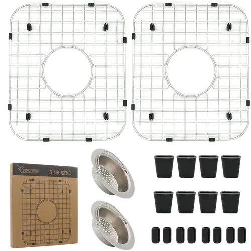 Paquete de 2 rejillas de fregadero de 11-3/4 pulgadas x 13-7/8 - Estante protector de fregadero de cocina de acero inoxidable 304 resistente con