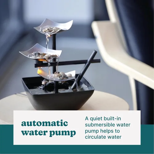Miniatura 8 de Fuente de plata, iluminada, de relajación con piedras naturales, por HoMedics WFL-SLVS Envirascape Silver Springs