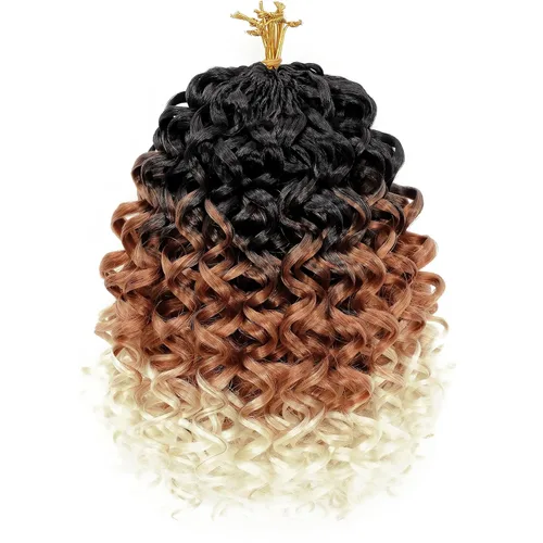 Miniatura 25 de 7 paquetes de cabello rizado de ganchillo GoGo de 6 pulgadas, pelo corto, para mujeres, rizos de playa, trenzas de ganchillo de torsión profunda