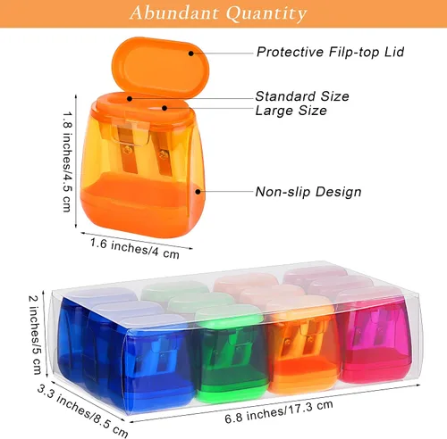 Miniatura 2 de Aodaer 48 sacapuntas manuales de doble agujero compacto con tapa para sacapuntas en oficina, hogar mezclado 4