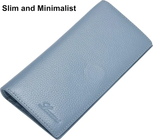 Miniatura 2 de Lavemi Carteras de cuero ultrafinas con bloqueo RFID para tarjetas de crédito plegables para mujeres
