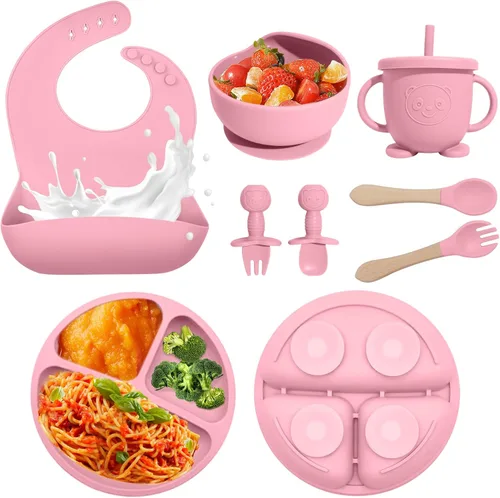 Miniatura 9 de Suministros de destete dirigido por el bebé, juego de alimentación de silicona de 17 piezas sin BPA, utensilios esenciales para comer para bebés
