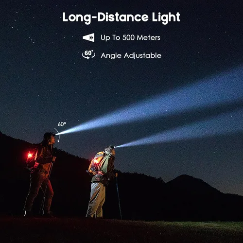 Miniatura 2 de Elmchee Paquete de 2 faros recargables de 2500 lúmenes, 5 LED brillantes, 7 modos de sensor de movimiento ajustable, linterna de cabeza impermeable