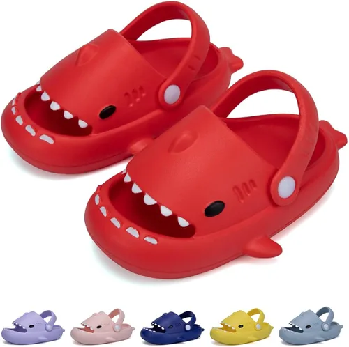 GUUMOR Sandalias de tiburón para niños, pantuflas de tiburón para niños y niñas, sandalias de almohada con suela gruesa, suaves y antideslizantes