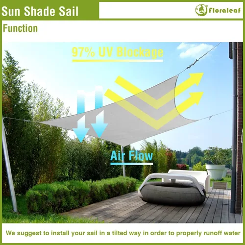 Miniatura 5 de Vela de Sombra Solar 10' X 15' Rectangular Impermeable Vela Solar con Bloqueo UV Toldo para Patio Exterior Césped Jardín Patio Trasero, Gris Claro
