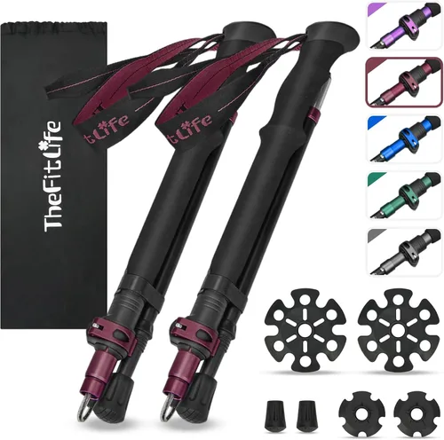 Miniatura 11 de TheFitLife Bastones de senderismo plegables para senderismo – Bastones plegables ligeros para hombres y mujeres con mango de espuma extra largo