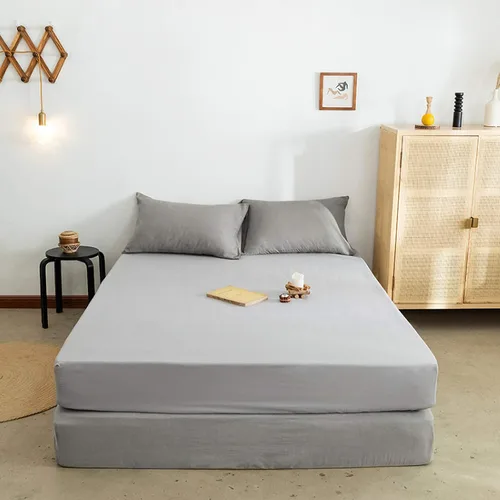 Miniatura 14 de FCLDESHOP Sábana bajera ajustable de algodón suave de color liso, protector de colchón antideslizante para habitación de huéspedes de hotel