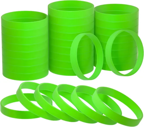120 pulseras de goma de silicona verde unisex para equipos deportivos, juegos de fiesta, moda para el día de San Patricio, decoración de pulseras