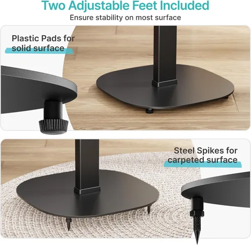 Miniatura 4 de Pegzone Par de soportes para altavoces de altura ajustable de 28.6 a 46.1 pulgadas, capacidad de 22 libras, soportes de altavoz de estantería