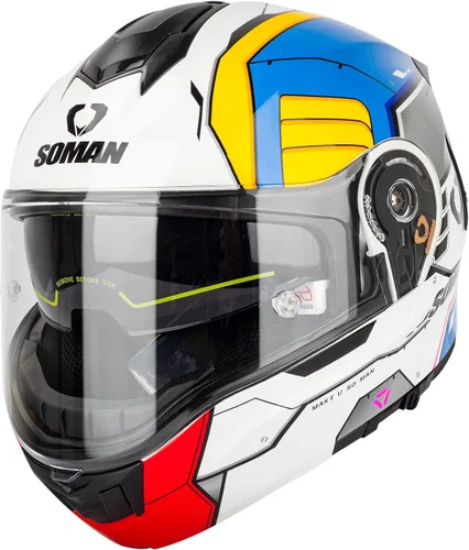 Miniatura 12 de Casco modular de motocicleta abatible de doble visera para hombre, aprobado por puntos 965