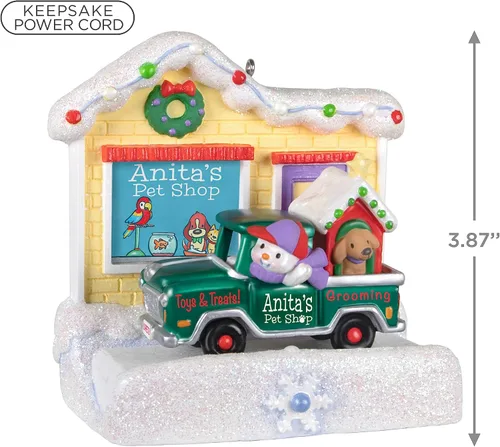 Miniatura 5 de Hallmark Keepsake Adorno navideño colgante 2023, colección Happy Holiday Parade Anita's Pet Shop musical con luz, regalos para ella