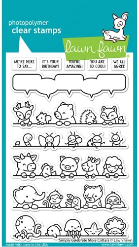 Lawn Fawn LF3164 Simply Celebrate More Critters - Juego de sellos transparentes 4 x 6, Claro