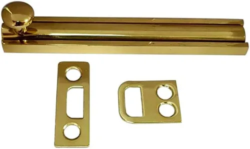 Miniatura 42 de QCAA Perno de superficie de latón macizo, 4 ", latón antiguo cepillado, paquete de 2, fabricado en Taiwán Latón cepillado envejecido.