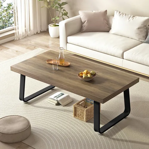 Miniatura 16 de HSH Mesa de café de madera, mesa de centro industrial rectangular, mesa de café minimalista moderna para sala de estar, mesa de té y cóctel