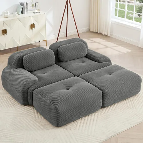 Miniatura 55 de Juego de sofás seccionales sin hueso de 117 pulgadas para sala de estar, modular en forma de L y sofá de 3 plazas con asiento profundo, almohadas