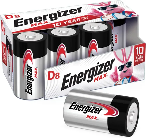 Energizer D Baterías, Batería de celda D Premium Alcalina, 8 unidades