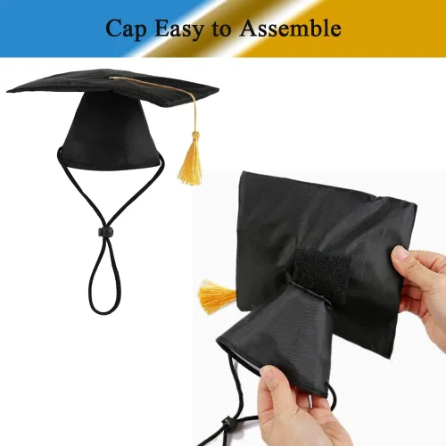 Miniatura 4 de Gorra y bata para perro, gorras de graduación para mascotas con cuello de corbata, accesorios de disfraz para perros y gatos