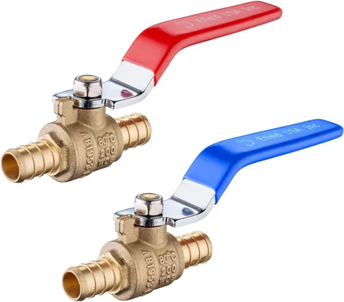 Paquete de 2 válvulas de bola EFIELD Pex Brass de 1/2 pulgada con cierre de puerto completo, caliente y frío, (VALVE001)