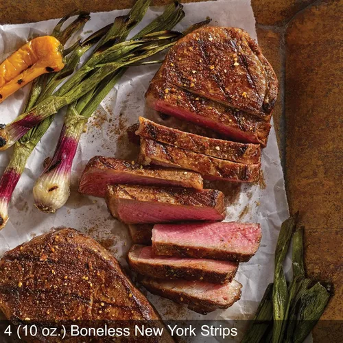 Miniatura 2 de Omaha Steaks 4 (10 onzas) Tiras New York sin hueso + condimento (Boneless New York Strips and Omaha Steaks Seasoning)