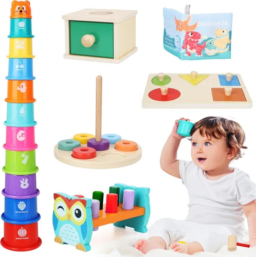 Miniatura 8 de Dulsaera Montessori Toys 7 en 1 Juego educativo de aprendizaje juguetes para recién nacidos, bola de arcoíris, libros blancos y negros para bebés