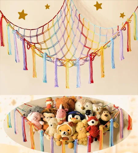 Miniatura 15 de mirolam Hamaca para Animales de Peluche - Red Grande para Animales de Peluche para Juguetes de Esquina - Organizador de Almacenamiento Colgante