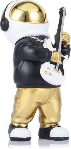 Figura de astronauta, escultura de astronauta en oro negro, estatua de astronauta, regalo para niños, decoración de habitación para hombres, hogar y