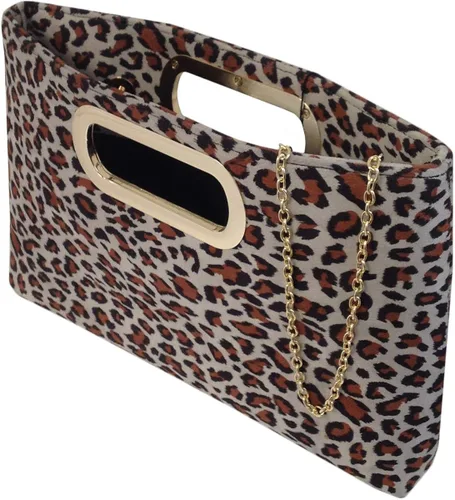 Miniatura 3 de JNB - Embrague de piel sintética con mango superior de leopardo pequeño