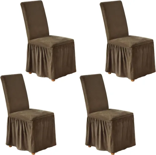 Miniatura 35 de NICEEC Fundas de silla de elastano para sillas de comedor, juego de 6 fundas de sillas de comedor extraíbles con falda, fundas de silla de comedor