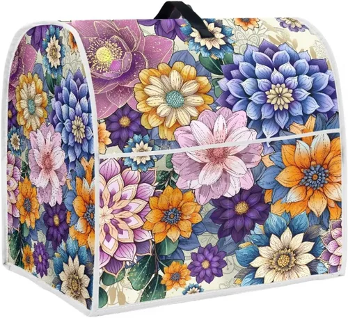 Miniatura 19 de UNICEU Protector de cubierta de batidora de soporte de cocina con estampado retro de mariposa de girasol, con mango superior, cubierta de polvo