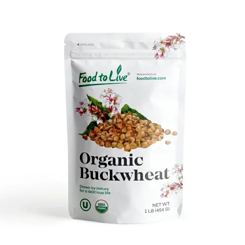 Food to Live - Granos de trigo sarraceno orgánico sin gluten, 1 libra - Grano entero crudo descascarado. Cocción rápida. Perfecto para kasha,