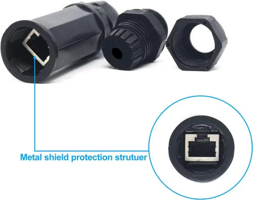 Miniatura 2 de Caja de cable Ethernet blindada impermeable RJ45, hembra a hembra, montaje en panel, 8P8C, CAT 6, CAT 5, CAT 5E, M22 IP67 Ethernet LAN, acoplador