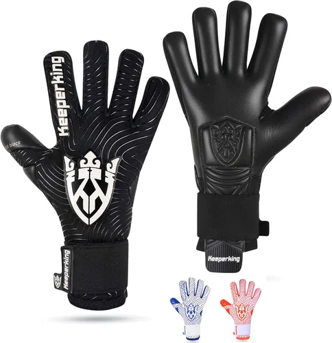 Keeperking Guantes profesionales de portero de fútbol para niños, chicos, jóvenes, adultos, hombres, guantes de portero de fútbol con agarre fuerte,