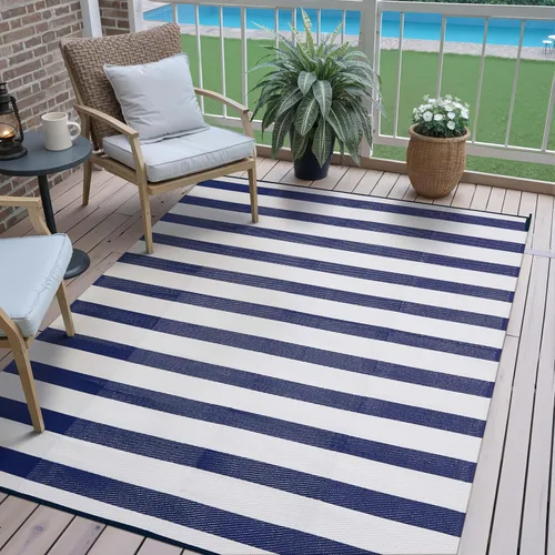 Miniatura 21 de PureCozy Alfombra de paja de plástico para exteriores, color negro, beige, grande, impermeable, para patio, 5 x 8 pulgadas, geométrica, reversible