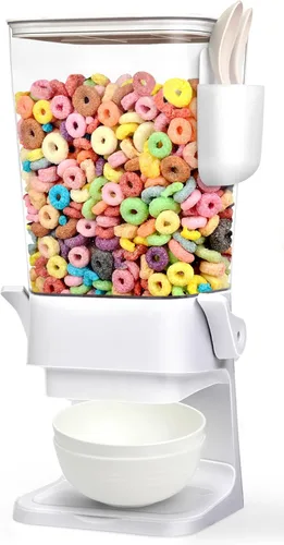 Miniatura 9 de Dispensador de cereales para encimera con cuencos y cucharas, contenedores de cereales para almacenamiento en despensa, organizador de aperitivos