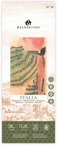 Miniatura 9 de Magnani 1404 Italia Cold Press - Bloc de papel de acuarela 100% algodón, 20 hojas, 12 x 12, 140 libras, sin ácidos, resistente a los rayos UV