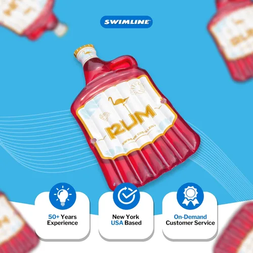 Miniatura 7 de Swimline Colchón Flotador Inflable para Piscina, Tumbona Flotante, Correcaminos de Ron, Rojo Botella De Ron