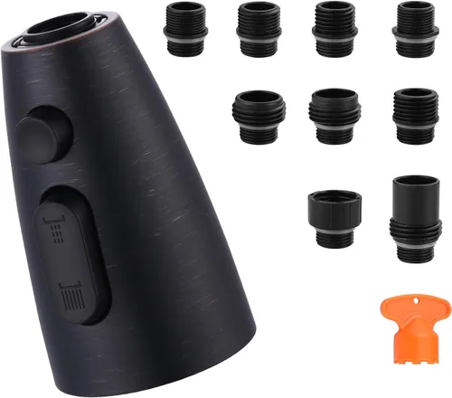 Miniatura 12 de Repuesto de cabezal de grifo de cocina: cabezal rociador de acero inoxidable, 3 modos de boquilla de pulverización extraíble con 9 adaptadores