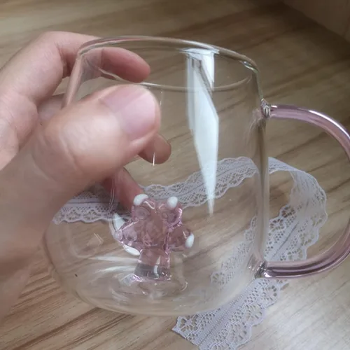 Miniatura 6 de Vasos de vidrio, patrón tridimensional transparente, bebidas de bar, taza de café helado, vaso de jugo, transparente (taza de delfin)