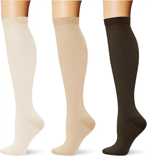 Miniatura 44 de (3 pares) Calcetines de compresión 20-30 mmHg, calcetines largos hasta la rodilla para mujeres y hombres, soporte atlético, para viajes y uso diario