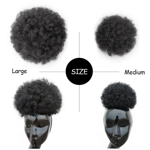 Miniatura 6 de Yinmei Baibian Extensiones de Cabello Sintéticas de Moño con Cordón Afro Rizado Crespo Degradado Marrón Tamaño Grande Peinado Recogido para Mujeres