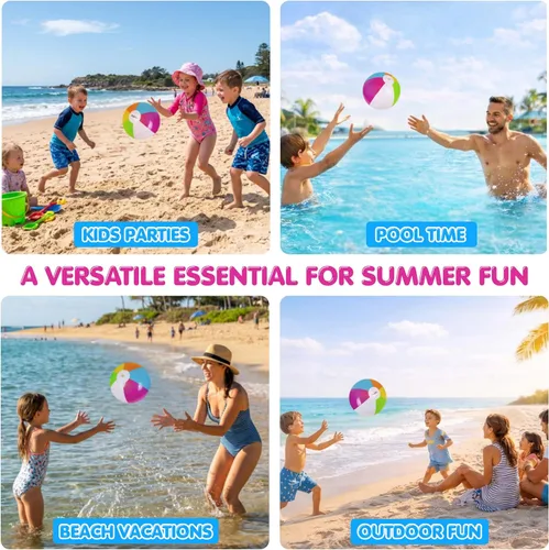 Miniatura 8 de 12-Pack 12“ Beach Balls - Bulk Classic Beachball Inflatable Swimming Pool Toys for Games Adults Kids Birthday Party Supplies Combo Set, Rainbow