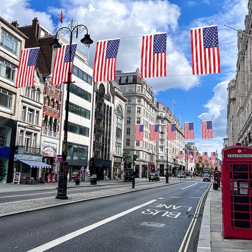 Miniatura 4 de AhfuLife Bandera estadounidense para exteriores de 3 x 5 pies, bandera grande de Estados Unidos de doble cara con ojales de latón para decoración