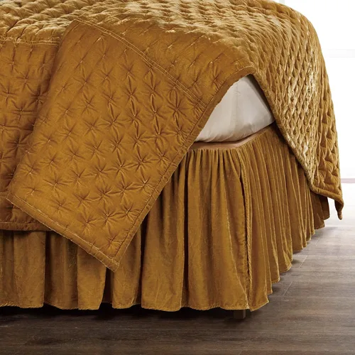 Miniatura 13 de HiEnd Accents Stella - Falda de cama de terciopelo de seda sintética, color negro, tamaño Queen, ropa de cama romántica moderna occidental