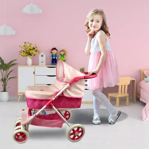 Miniatura 4 de Carriola de Muñecas ANIVIA, Cochecito de Muñecas, Silla de Paseo de Muñecas 2 en 1 y Carriola de Juguetes para Niños, Adecuado para Muñecas de hasta