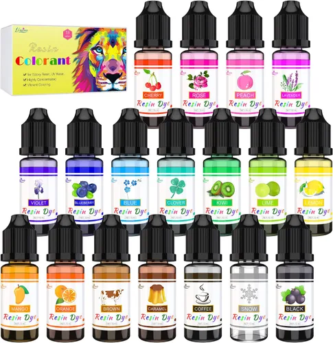 Pigmento de resina epoxi – 18 colores epoxi resina UV tinte líquido transparente para colorear con pegamento UV, fabricación de joyas de bricolaje –