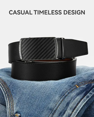 Miniatura 5 de CHAOREN Cinturón para hombre de cuero con trinquete - Ajuste personalizable, estilo sin esfuerzo (35 mm)