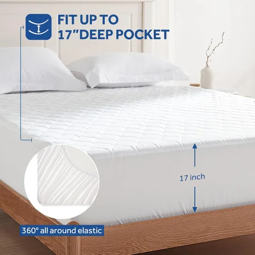 Miniatura 3 de Sealy Almohadilla de colchón con calefacción tamaño California King, calentador de cama eléctrico acolchado de lujo con doble controlador, 10