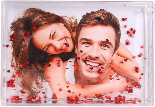 Miniatura 4 de Marco de fotos con purpurina líquida para mejores amigos, acrílico, flotante, agua, globo de nieve, marco de fotos, lindo regalo personalizado