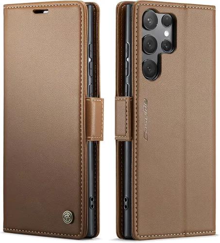 Miniatura 64 de QLTYPRI Funda tipo cartera para Samsung Galaxy S22 Ultra, funda magnética de piel sintética de alta calidad con bloqueo RFID, ranuras para tarjetas